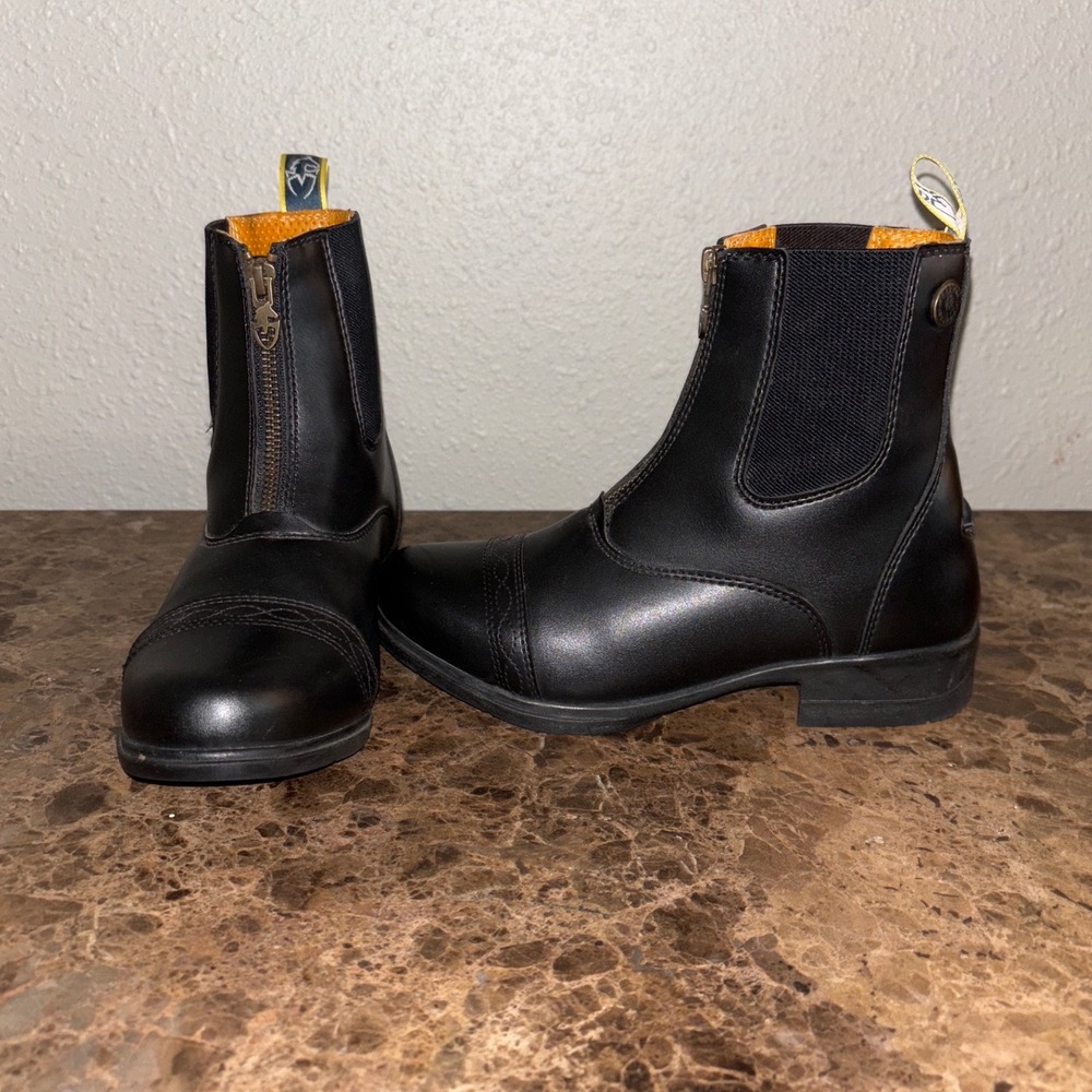 Moretta Clio Kid Paddock Boots Black Equestrian Riding Boots Size 4 35